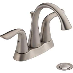 Lahara 4 in. Centerset 2-Handle Bathroom Faucet with Metal Drain Assembly in Stainless