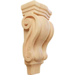 1-3/4 in. x 3 in. x 6 in. Unfinished Wood Red Oak Extra Small Traditional Pilaster Corbel