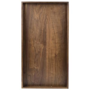 24 in. W x 2.4 in. H x 13 in. D Rectangle Brown Walnut Wood Serving Trays with Carry Handles