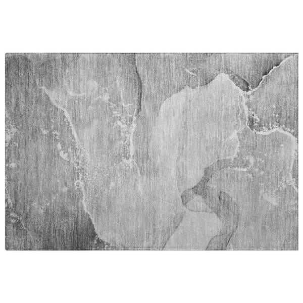 Dream Shag Premium Machine Washable Abstract ADS517 Gray 3 ft. x 4 ft. Area Rug