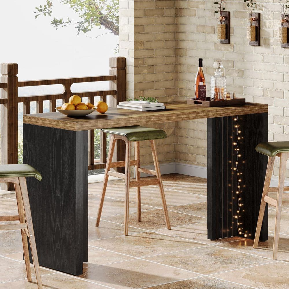 BYBLIGHT Kearsten Rectangle Brown Black 36.02 in. H Bar Home Table