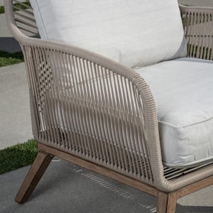 Haymont 5-Piece Steel Wicker Outdoor Patio Conversation Deep Seating Set with Beige Cushions