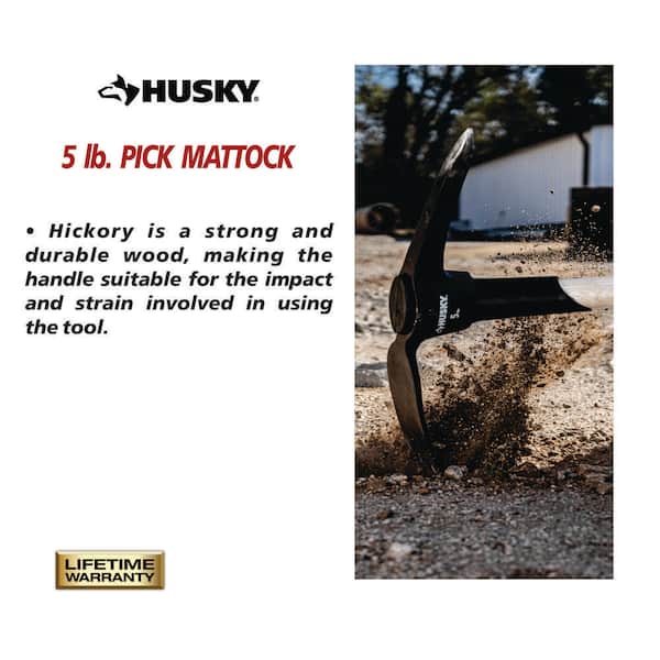 Husky 5 lb. Pick Mattock with 36 in. Wooden Handle 201906 - The
