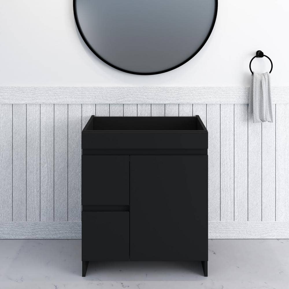Mace 30 in. W x 20 in. D x 35 in. H Single-Sink Bath Vanity Cabinet without Top in Black Left-Side Drawers price history on PriceWatchPro