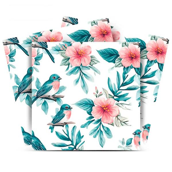 MI ALMA Seagreen and Pink L47 5 in. x 5 in. Vinyl Peel and Stick Tile