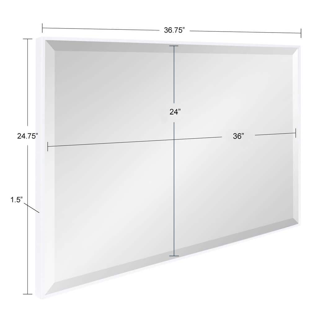 Modern Simplicity 24.75" x 36.75" White Frame Rectangular Wall Mirror