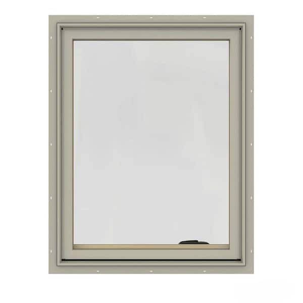 JELD-WEN 36.75 in. x 40.75 in. W-2500 Series Desert Sand Painted Clad Wood Left-Handed Casement Window with BetterVue Mesh Screen