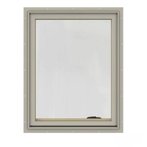36.75 in. x 40.75 in. W-2500 Series Desert Sand Painted Clad Wood Left-Handed Casement Window with BetterVue Mesh Screen