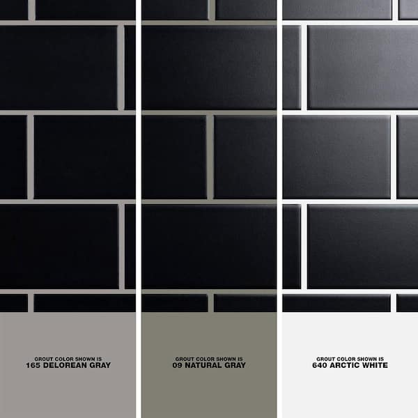 Merola Tile Chester Matte Nero 3 in. x 6 in. Ceramic Wall Subway Tile (6.02 sq. ft. / Case)