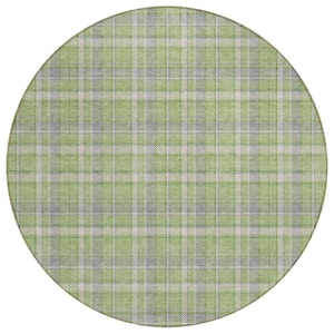 Chantille ACN563 Green 8 ft. x 8 ft. Round Machine Washable Indoor/Outdoor Geometric Area Rug