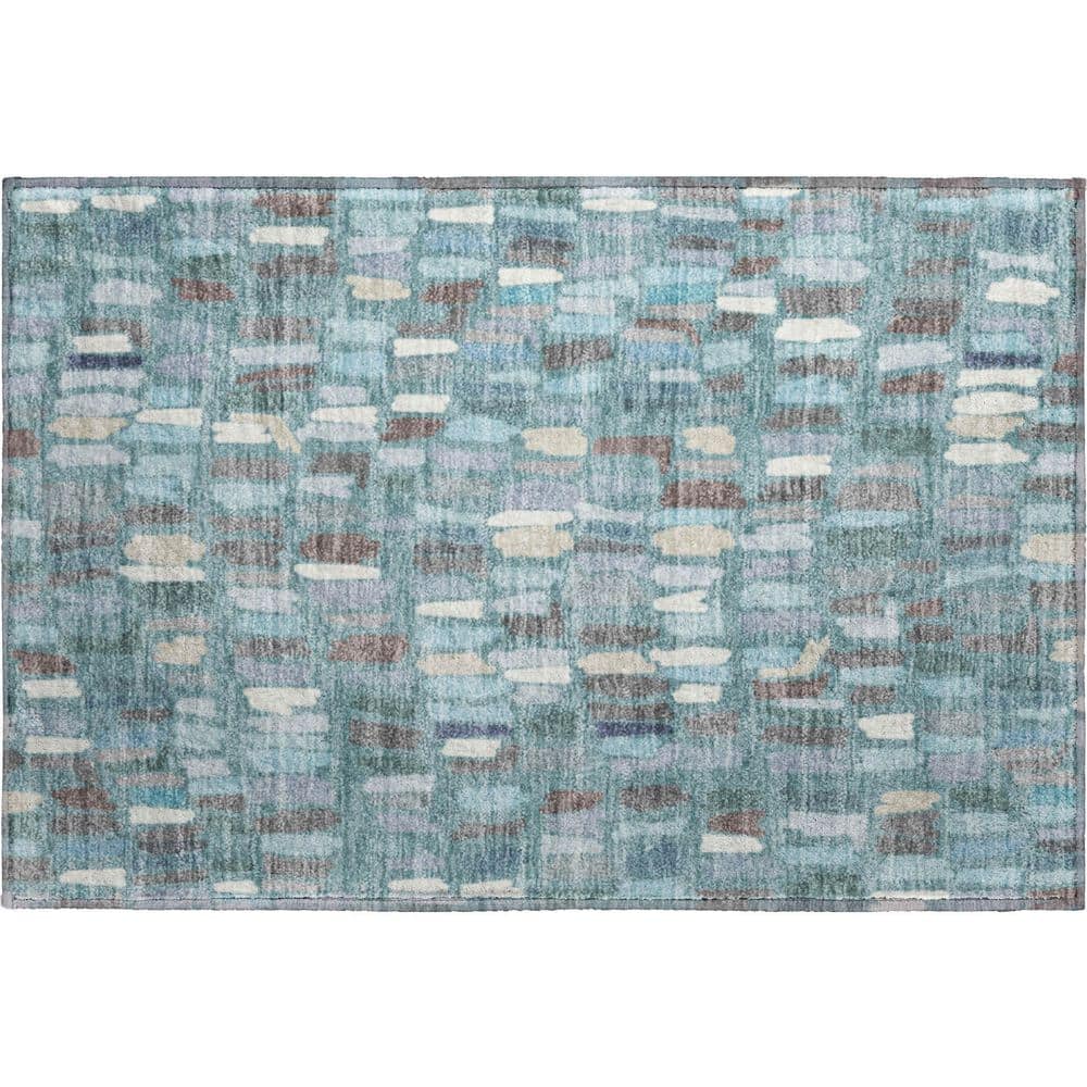 Mayfield Premium Machine Washable Abstract AMF2377 Teal 3 ft. x 4 ft. Area Rug price history on PriceWatchPro