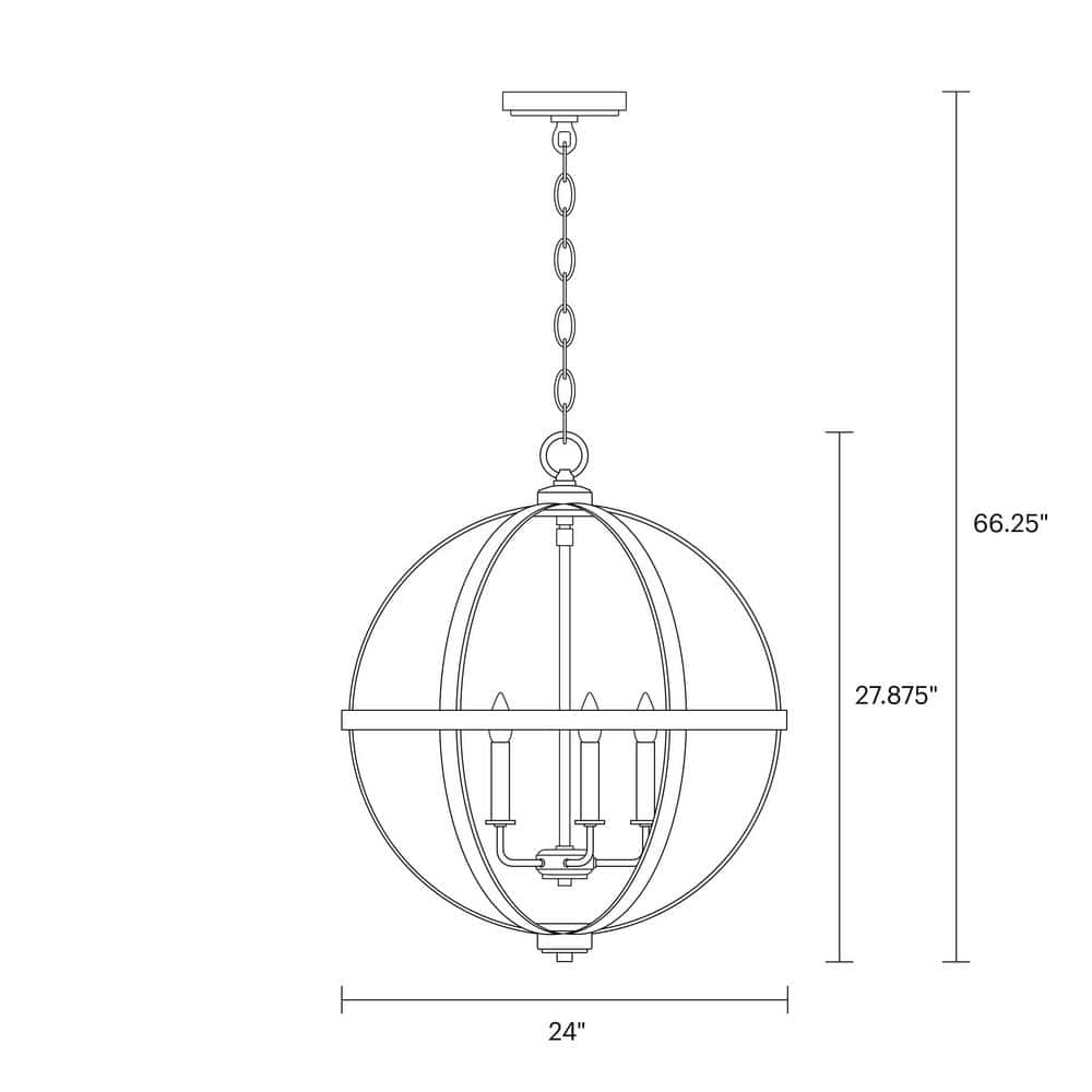 Calhoun 24" Steel Cage Globe Chandelier in Cerused Oak