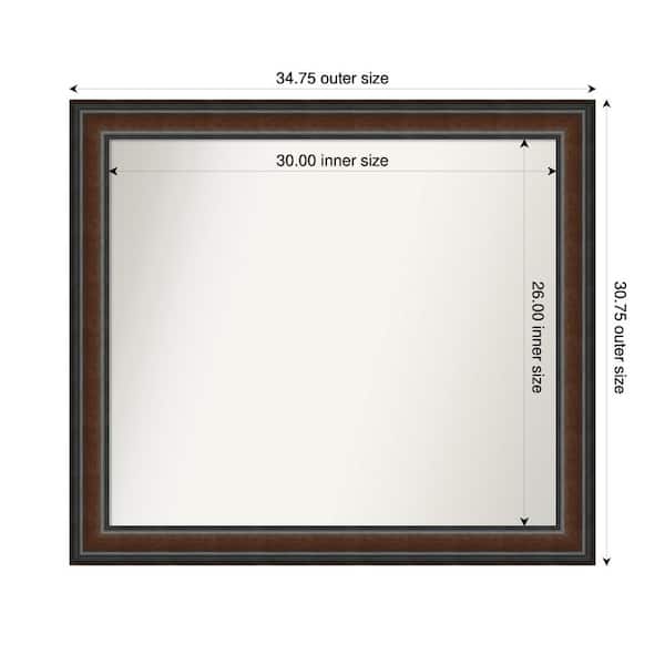 Amanti Art Cyprus Walnut 34.75 in. x 30.75 in. Custom Non-Beveled Wood Framed Bathroom Vantiy Wall Mirror