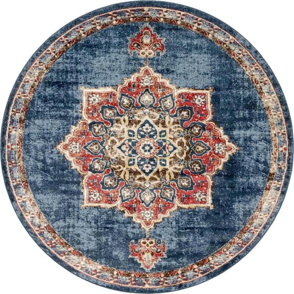 Unique Loom Utopia Helios Dark Blue 7' 0 x 7' 1 Area Rug