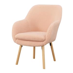 Take a Seat Charlotte Pink Sherpa Polyester Wood Leg Accent Chair