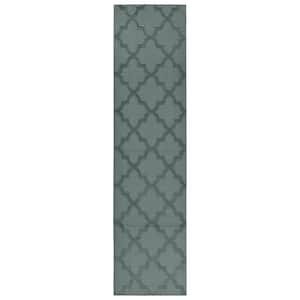 Sea Foam Quatro 3 ft. x 12 ft. Cut-loop Trellis Area Rug