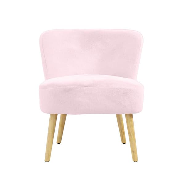 DHP Easton Faux Fur Kids' Accent Chair with Natural Wood Legs, Pink