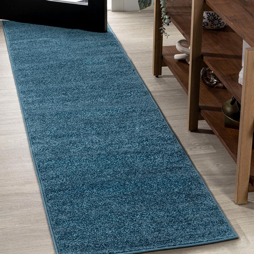 JONATHAN Y Haze Solid Low Pile Turquoise 2 Ft X 12 Ft Runner Rug   Turquoise Jonathan Y Area Rugs Seu100h 212 64 1000 