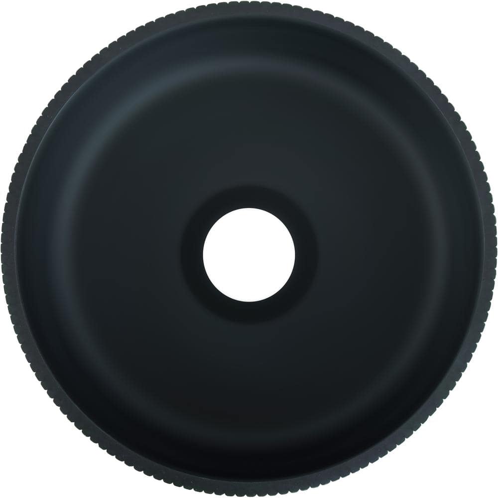 Matte Black Striped Tempered Glass Circular Vessel Sink 16.54"