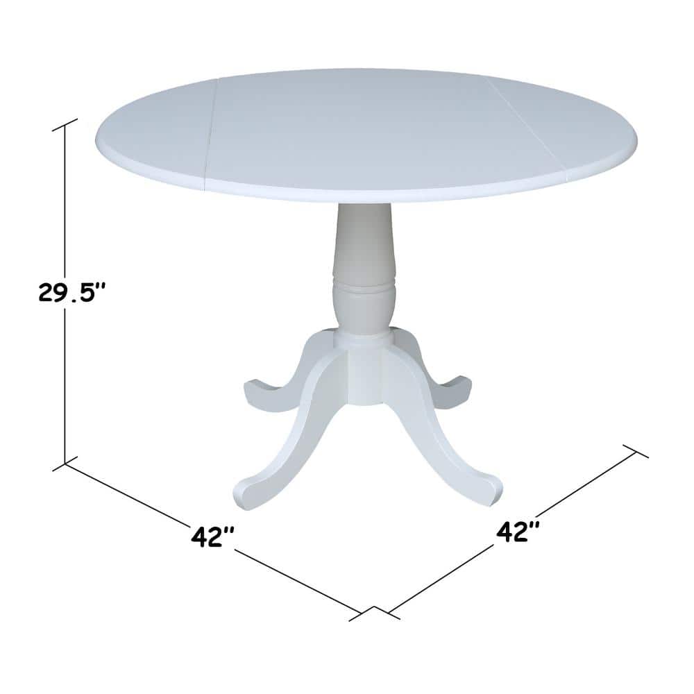 White Round Extendable Solid Wood Dining Table