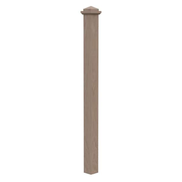 Stair Parts 4075 56 in. x 3-1/2 in. Unfinished White Oak Square Craftsman Solid Core Box Newel Post for Stair Remodel