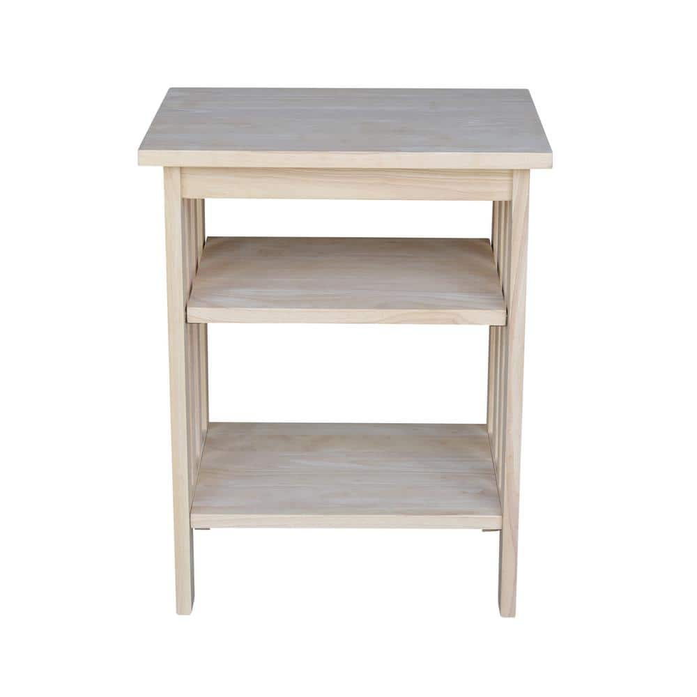 Unfinished Natural Wood 24" Mission Printer Stand with Shelves