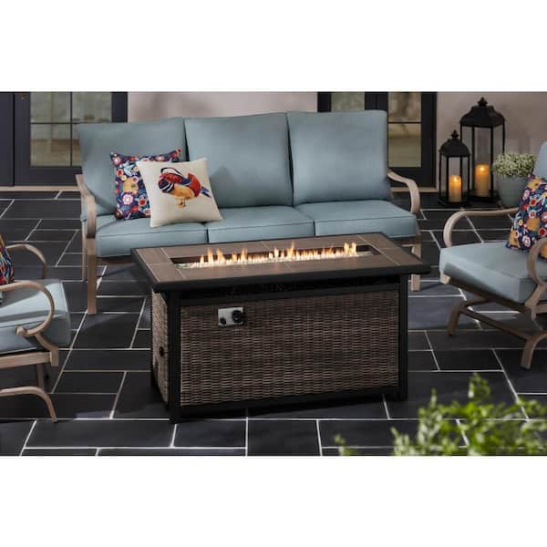 Home Decorators Collection Corden 44.9 in. Outdoor Steel Propane Black Gas Fire Pit Table