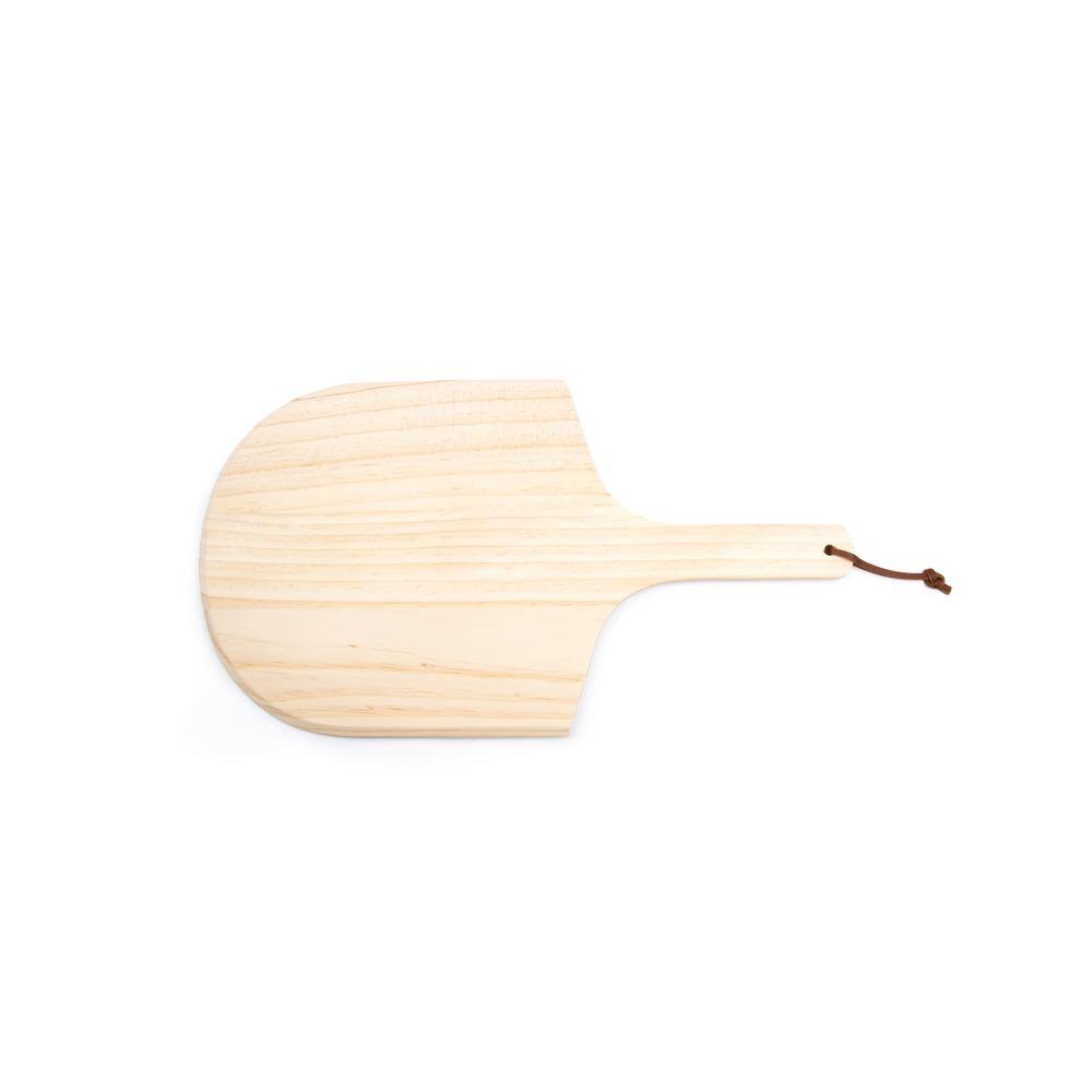Natural Rubberwood 12-Inch Pizza Paddle with Handle Loop