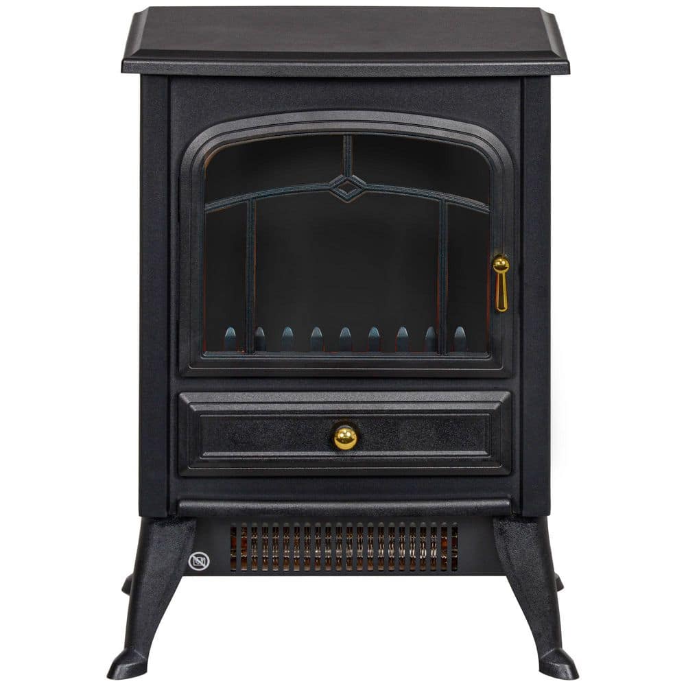 750-Watt/ 1500-Watt Black Electric Fireplace Tower Radiant Infrared Space H