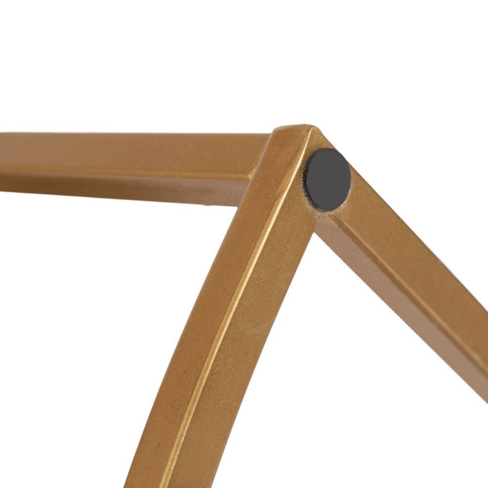 Walnut Brown and Gold Half-Circle Console Table with Storage