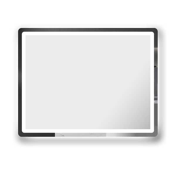 Silver 24 in. W x 32 in. H LED Rectangle Metal Framed Wall Mirror