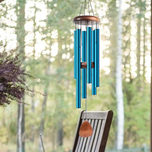 37 in. Large Aluminium Wind Chimes, Blue L0BCQ1X2GS - The Home Depot