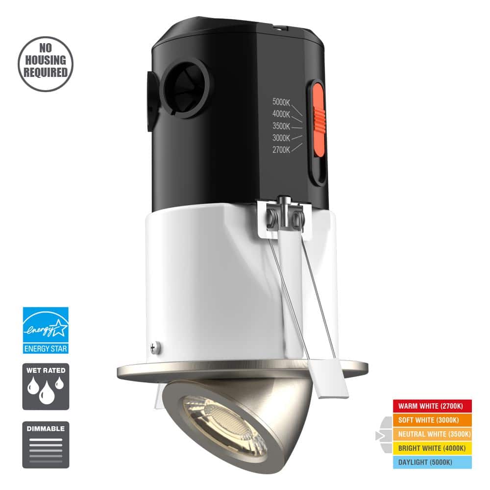 Premium Downlight 3 in. 2700K - 5000K Brushed Nickel New Construction/Remodel Recessed Integrated LED Gimbal Kit