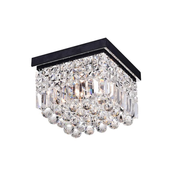 GREENVILLE SIGNATURE Tonnare 11.8 in. 4-Light Modern Black Flush Mount with No Bulbs Included