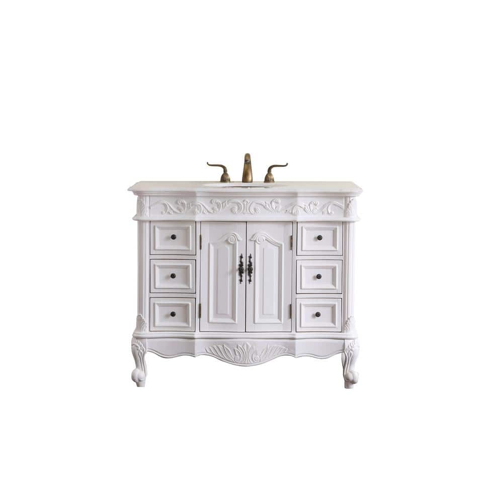 Simply Living 42 in. W x 22 in. D x 36 in. H Bath Vanity in Antique White w