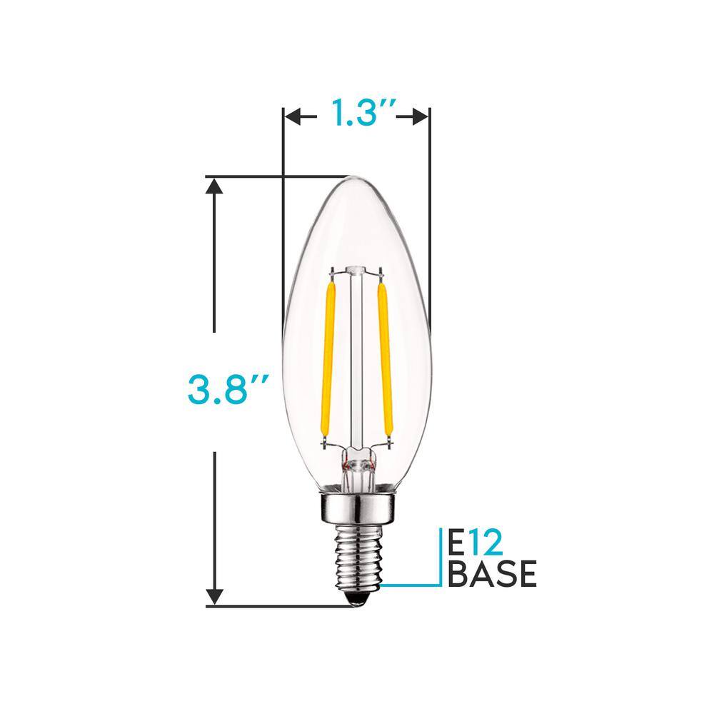 Vintage Soft White Dimmable LED Candelabra Bulbs, 16 Pack