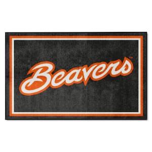 Oregon State Beavers Black 4 ft. x 6 ft. Plush Area Rug