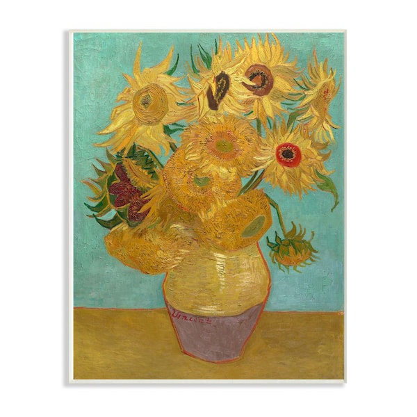 Stupell Industries 12 in. x 18 in. "Van Gogh Sunflowers Post Impressionist Painting" by Vincent Van Gogh Wood Wall Art