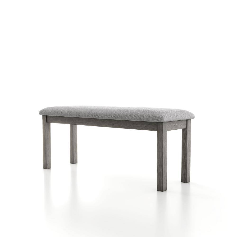 Gray 45-Inch Wood Frame Upholstered Bench