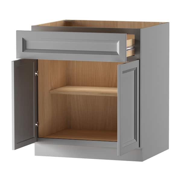 Keyport Shaker 30 in. W x 24 in. D x 34.5 in. H in Charcoal Plywood Tool-Free Ready To Assemble Base Kitchen Cabinet