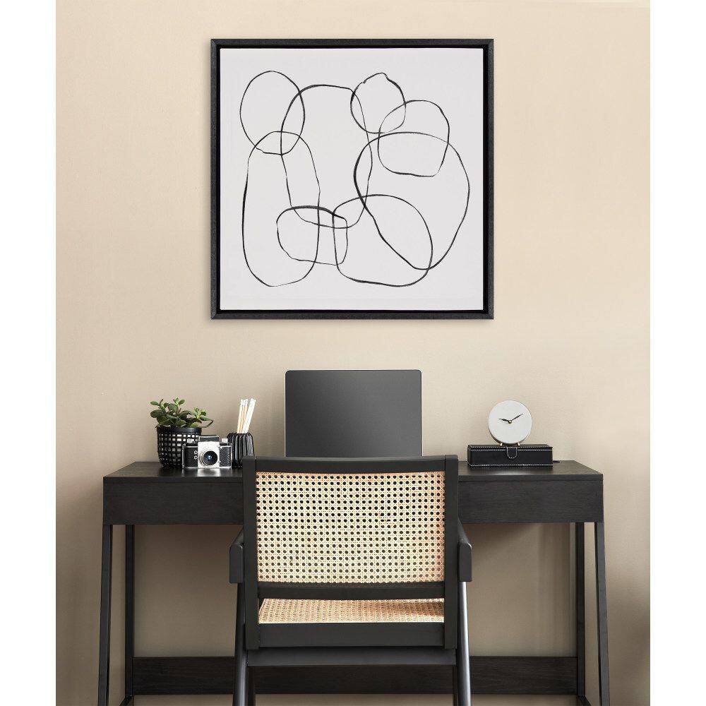 Dancing Circles Black and White Abstract Canvas Art, 30x30