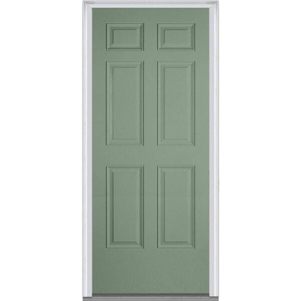 MMI Door 36 in. x 80 in. Right-Hand Inswing 6-Panel Classic Painted Fiberglass Smooth Prehung Front Door