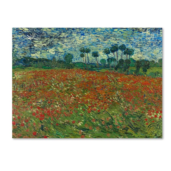 Poppy Field by Van Gogh Hidden Frame Nature Wall Art 14 in. x 19 in.