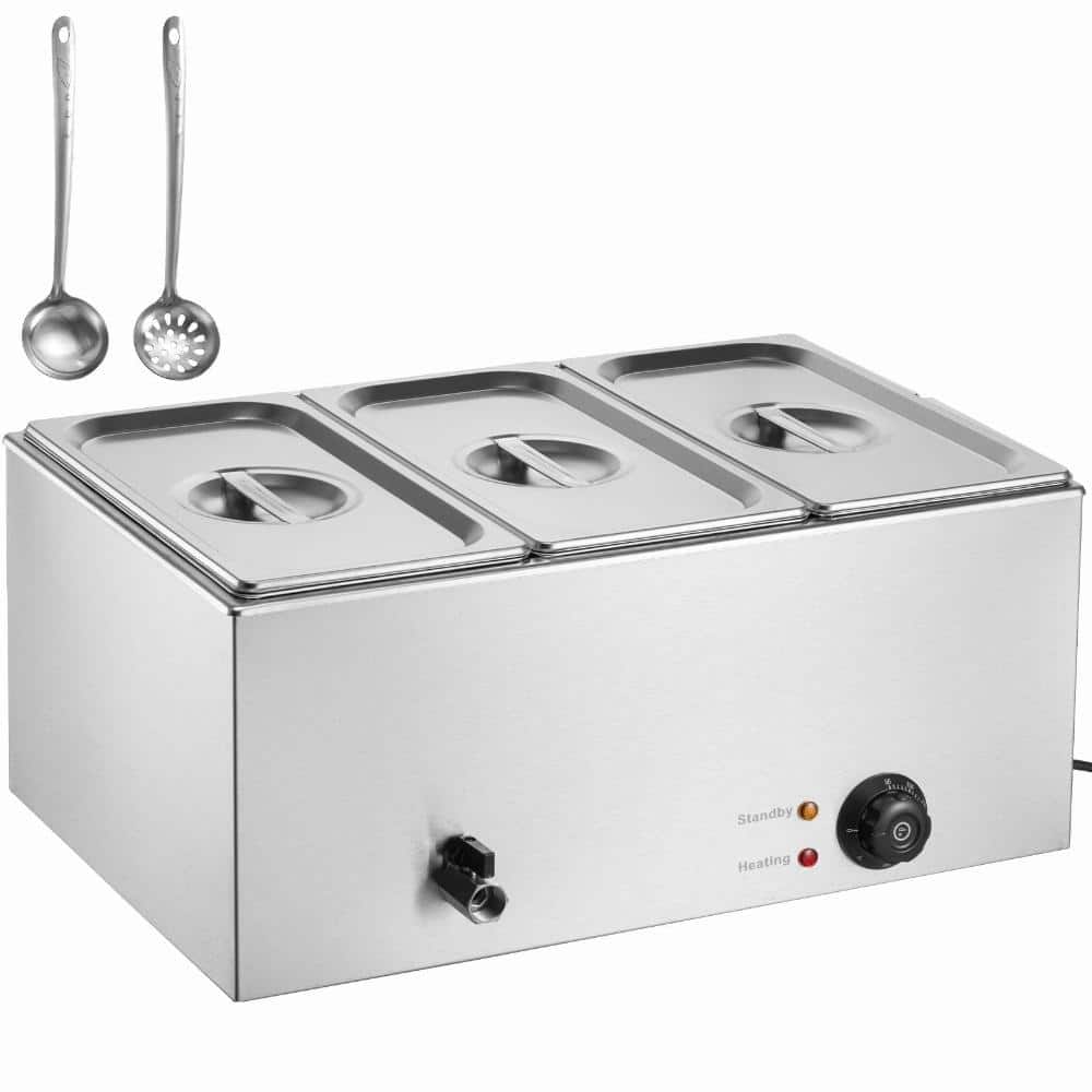 17.4 Qt 3-Pan Electric Food Warmer Steam Table 1200W Stainless Steel Countertop Bain Marie 86-185F Temperature Control price history on PriceWatchPro