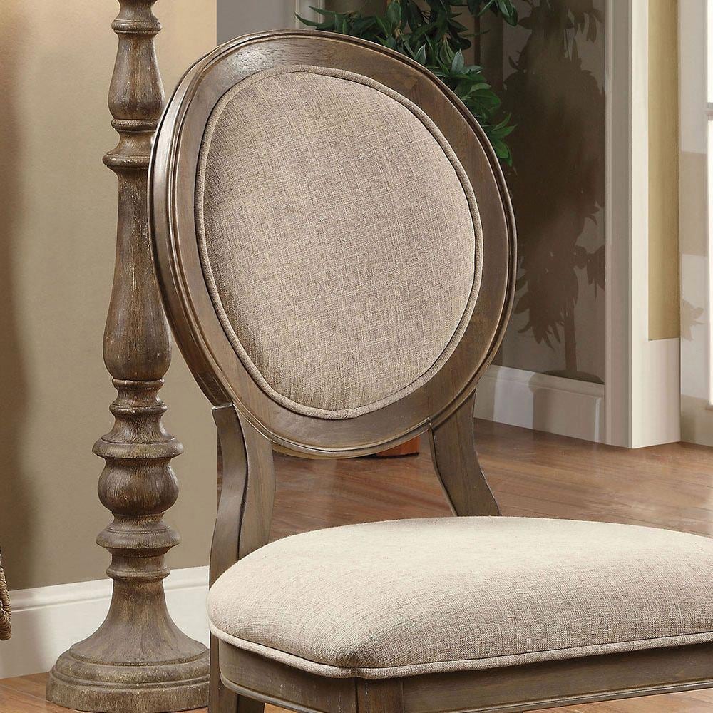 Siobhan Rustic Dark Oak and Ivory Linen Side Chair