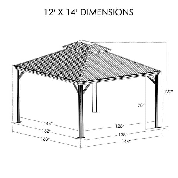 KOZYARD Apollo 12 ft. x 14 ft. Wood Like Aluminum Hardtop