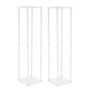 9.84 in. W x 39.37 in. H 2-Pieces Modern Plastic Square Wedding Decoration Clear Acrylic Flower Display Rack