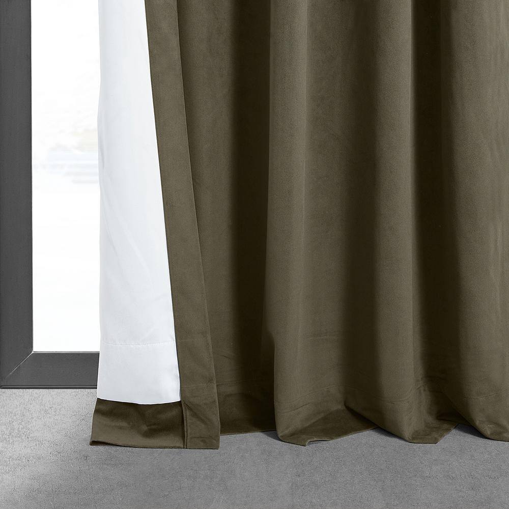 Denver Taupe 96" Blackout Velvet Curtain Panel