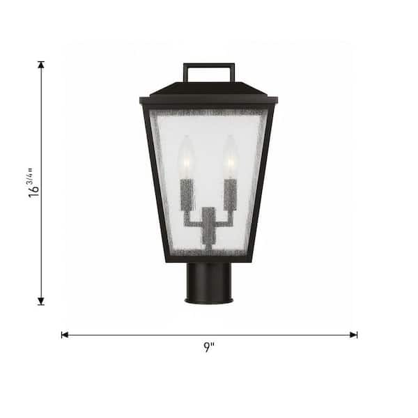 SCOTT LIVING - Kennewick 9 in. W 2-Light Textured Black Metal Hardwired Outdoor Weather Resistant Post Light with No Bulbs Included