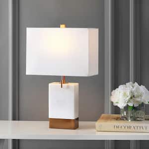 Trevor 22.5 in. White Marble/Iron Gold Modern Console LED Table Lamp